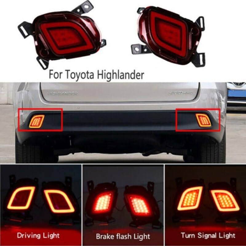 ya 4 8.24 baidi for Toyota Highlander 2014-2019 LED Car Rear Bumper Fog Light Turn Signal Light 
