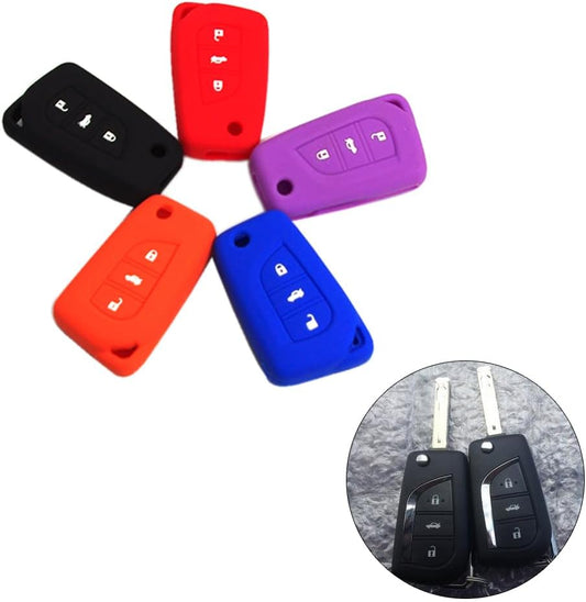 ya 4 8.8.2 Silicone Key Shell Case Cover 3 Buttons for Toyota for Camry for Corolla Sport 2013 2014