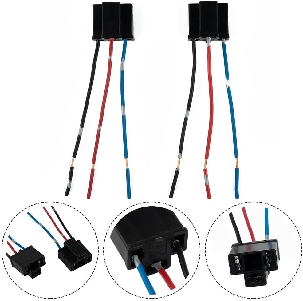 ya 13 9.15 baidi 2pc H4 3 Pin Headlight Replacement Repair Bulb Holder Connector Plug Wire Socket