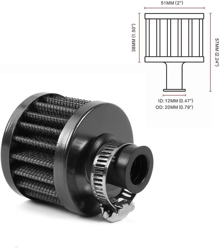 ya 13 9.15 baidi 2X 12mm for Mini Cone Cold Racing Turbo Air Intake Crank Case Breather Air Filter
