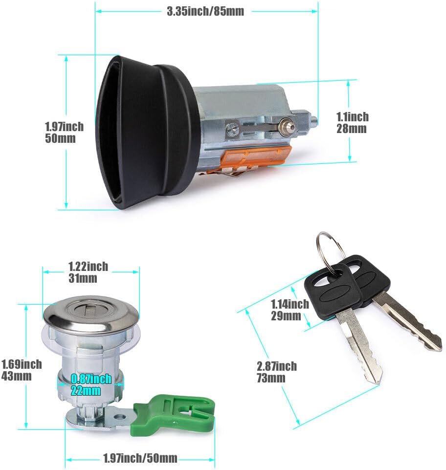 ya 11 9.14 baidiDoor Lock Cylinders & Ignition Switch w/Keys for Ford E150/250/350 1996-2008