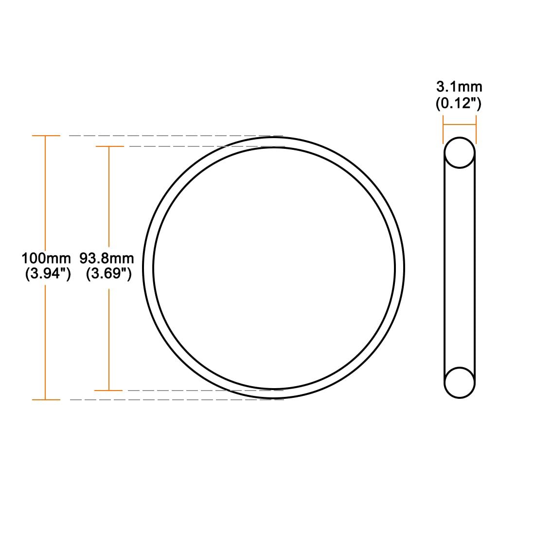 ya 13 9.15 baidi O-Rings Fluorine Rubber 93.8mm x 100mm x 3.1mm Seal Rings Sealing Gasket