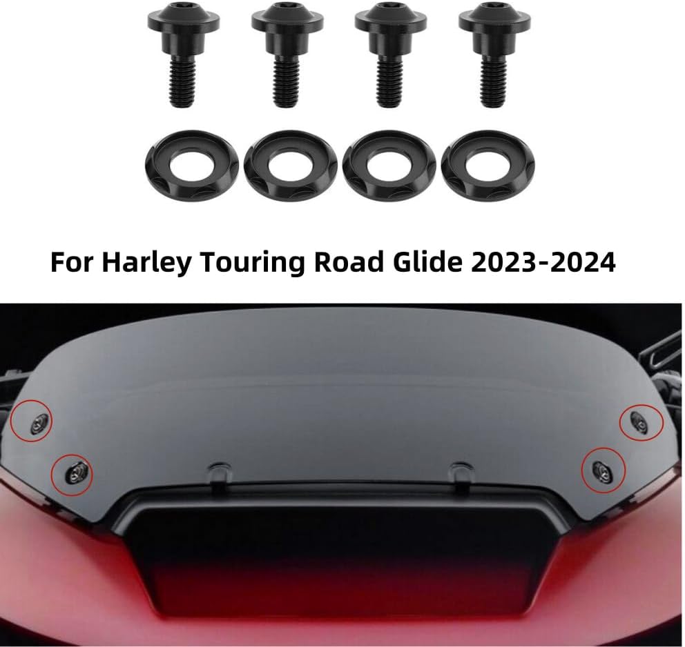 ya 23 10.7 baidi Black windshield well nut, bolt, and screw kit for Harley Touring Road Glide 2023 24-