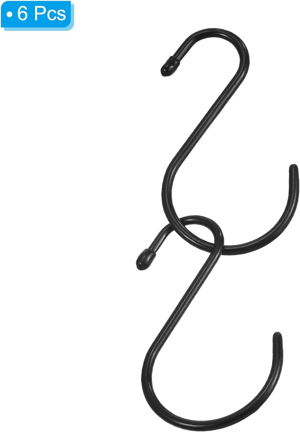 ya 26 10.21 baidi 5 S Shaped Hooks, 6 Pack Multipurpose S Hanging Hooks, Black