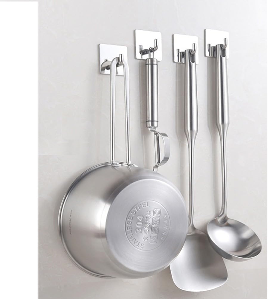 ya 26 10.21 baidi 4 Pcs Stainless Steel Hook Bathroom Hooks Kitchen Towel Strong Stick