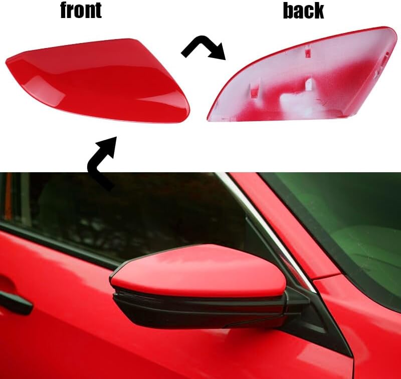 ya 11 9.14 baidiRearview Mirror Cap Cover Right Passenger Side Red Fit for Honda for Civic 2016-2021