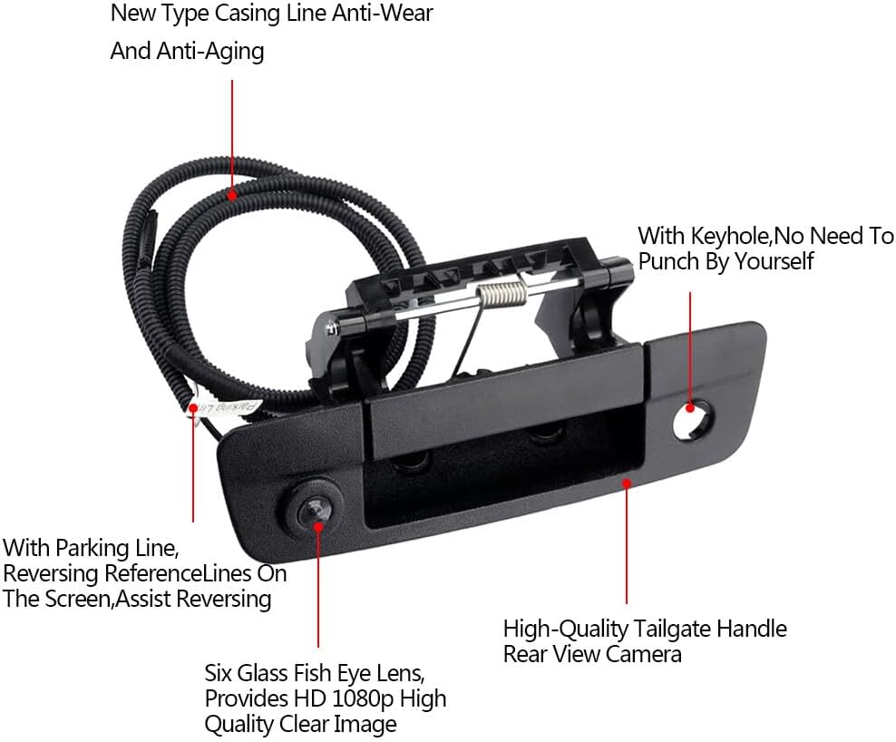 ya 9 10.24 Rear Tailgate Handle with Camera Hole #68197873AA for Ram 1500 2500 3500