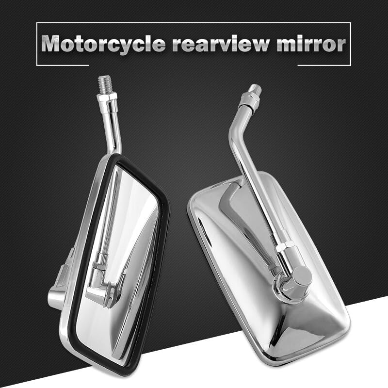 ya 2 8.15 Motorcycle Chrome Rectangular Rearview Mirror Chrome Suitable for Street Bikes Choppers