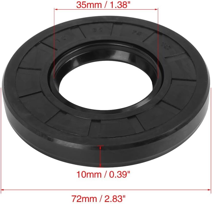 ya 4 8.8.2 35mm x 72mm x 10mm Black Rubber Cover Double Lip TC Oil Shaft Seal