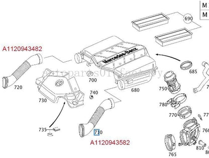 ya 10 9.16 baidi 1 Pair Left + Right Side Air Intake Duct Hose for Mercedes W211 E 220 E240 E320