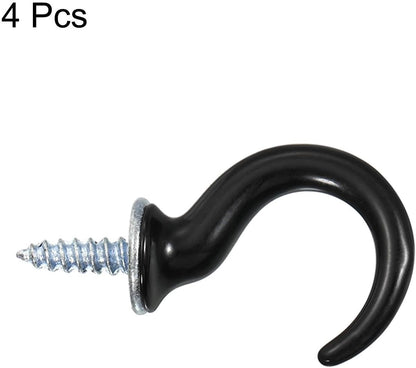 ya 26 10.21 baidi 4 Pcs 1.9 x 1.1 Ceiling Hook, Screw-in Ceiling Orchid Hook, Black-2
