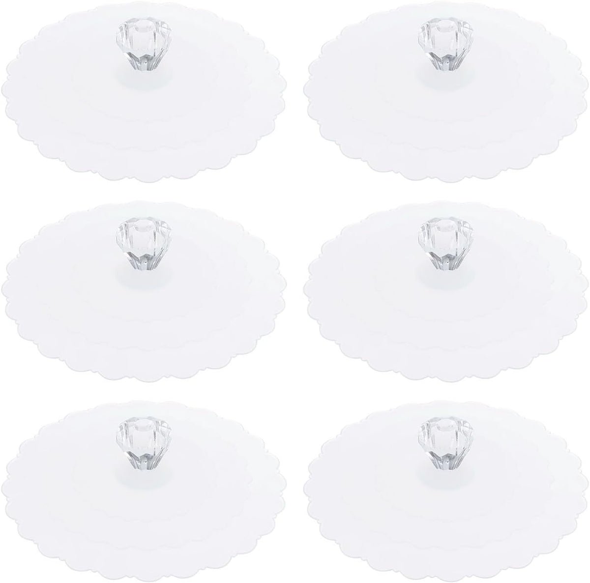 ya 14 9.20 baidi Silicone Cup Lids for Drinks, 6Pcs 3.9 Cover Cap Diamond Shape Handle Clear-1