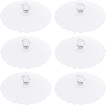 ya 14 9.20 baidi Silicone Cup Lids for Drinks, 6Pcs 3.9 Cover Cap Diamond Shape Handle Clear-1