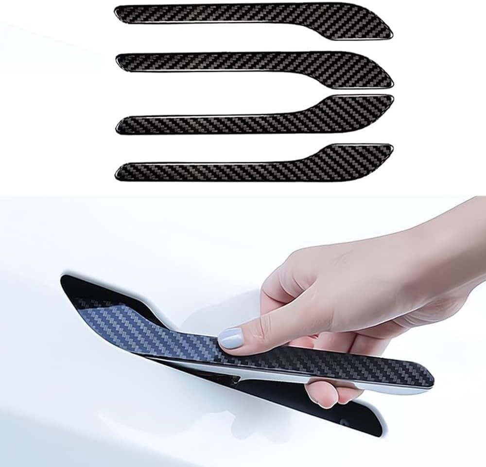 ya 10 9.16 baidi 4X for Tesla Model 3 Y Accessories Glossy Carbon Fiber Door Handle Cover Sticker