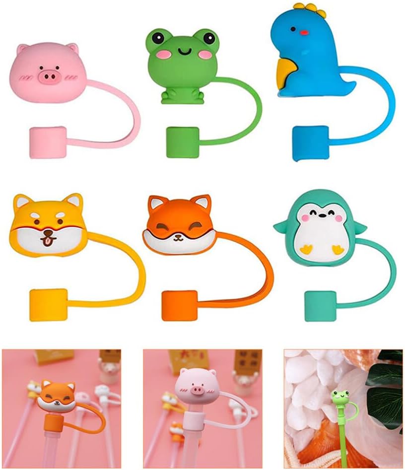 ya 14 9.20 baidi 6Pcs Straw Silicone Caps Drinking Pipe Covers Tip Plugs Silicone Straw Covers-1