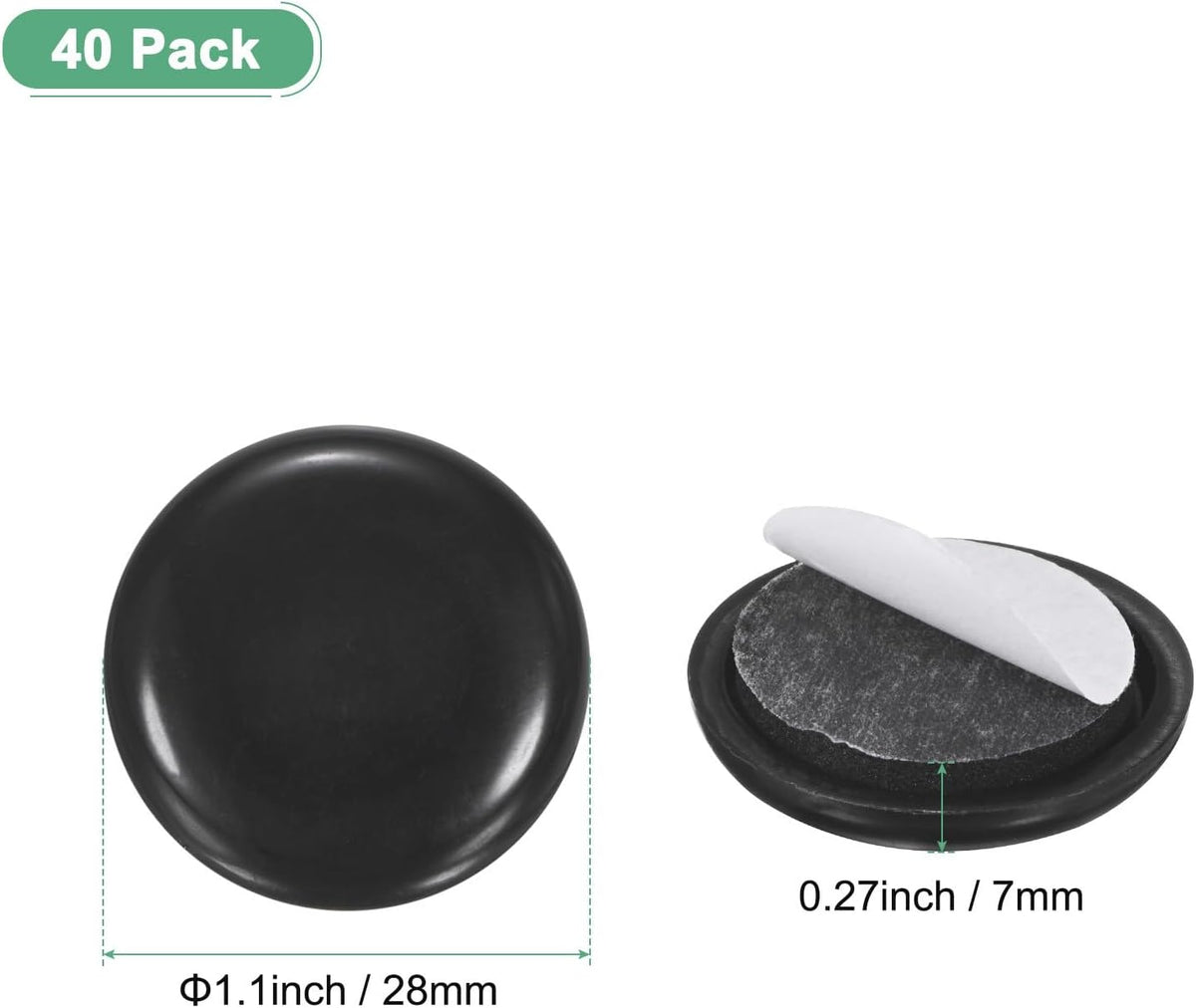 ya 26 10.21 baidi 40-Pack Furniture Sliders 1.1 Diameter Self-Adhesive Mover Glides Round [Black]