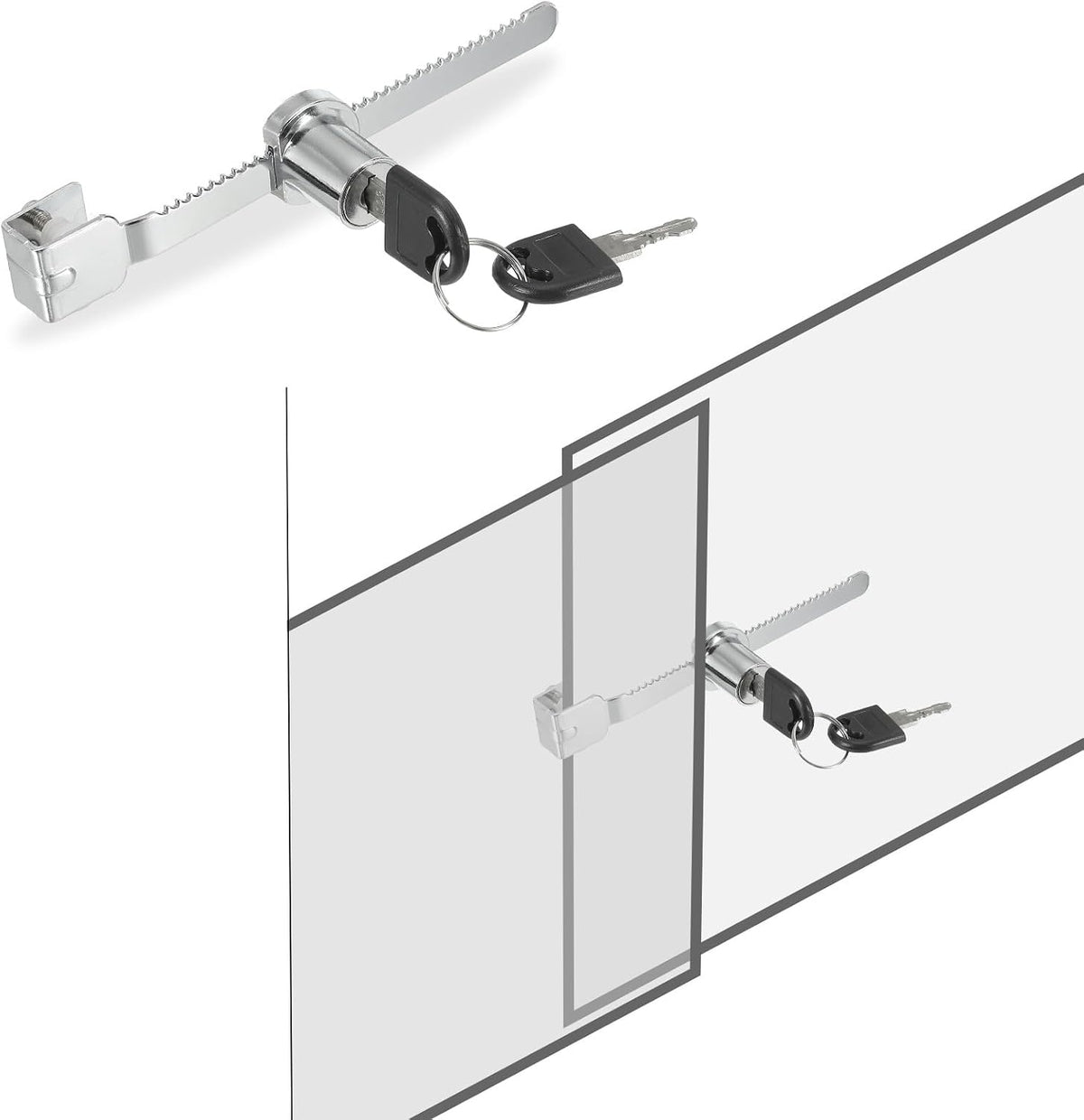 ya 26 10.21 baidi Sliding Glass Cabinet Lock, 4Pcs Chrome Finish Ratchet Lock No Drill, Silver