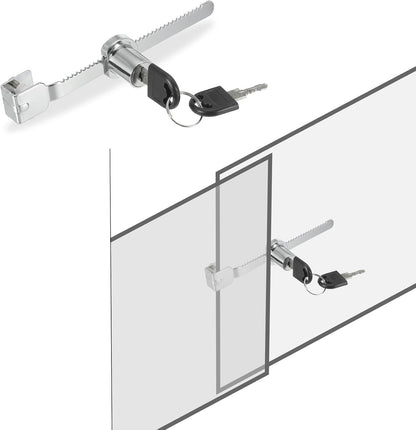 ya 26 10.21 baidi Sliding Glass Cabinet Lock, 4Pcs Chrome Finish Ratchet Lock No Drill, Silver