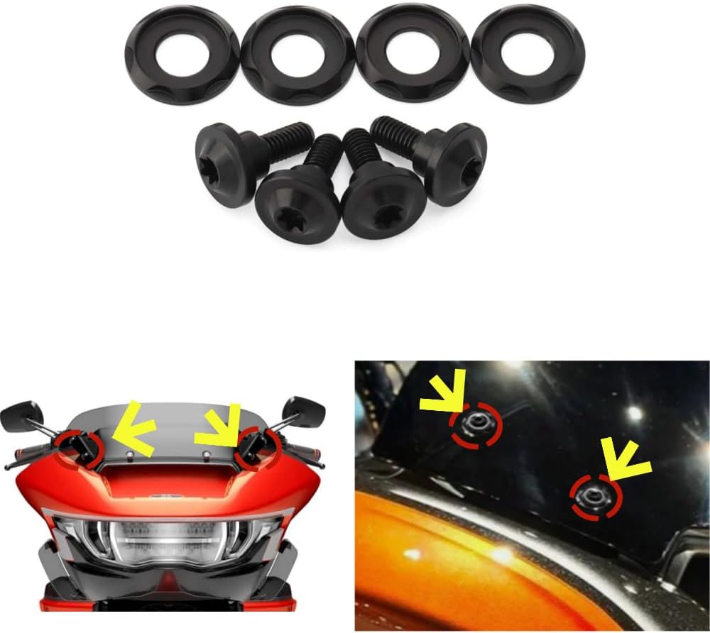 ya 23 10.7 baidi Black windshield well nut, bolt, and screw kit for Harley Touring Road Glide 2023 24-