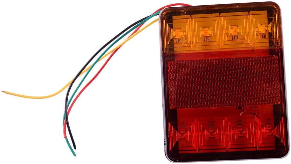 ya 4 8.14 2 Pack Square Trailer Truck 8 LED Tail Light Brake Rear Stop Turn Signal Light @