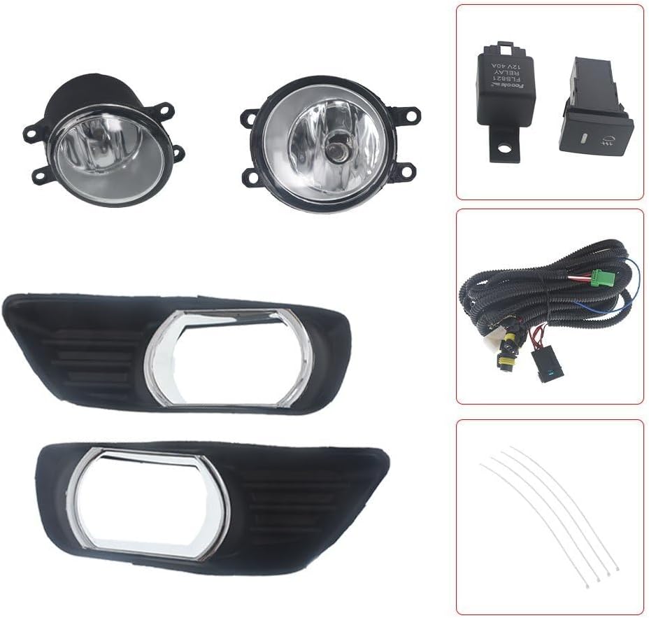ya 9 10.24 Clear Front Bumper Fog Light Kit Switch for 2007-2009 for Toyota Camry -