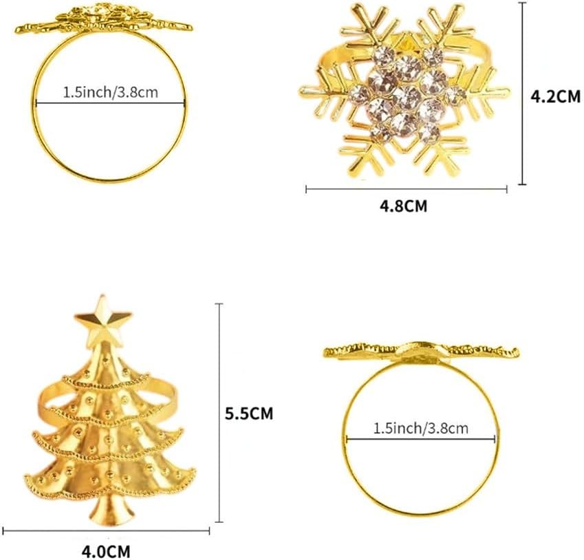 ya 14 9.20 baidi Set of 12 Napkin Rings Alloy Tree and Snowflake for Holiday Table Use-1
