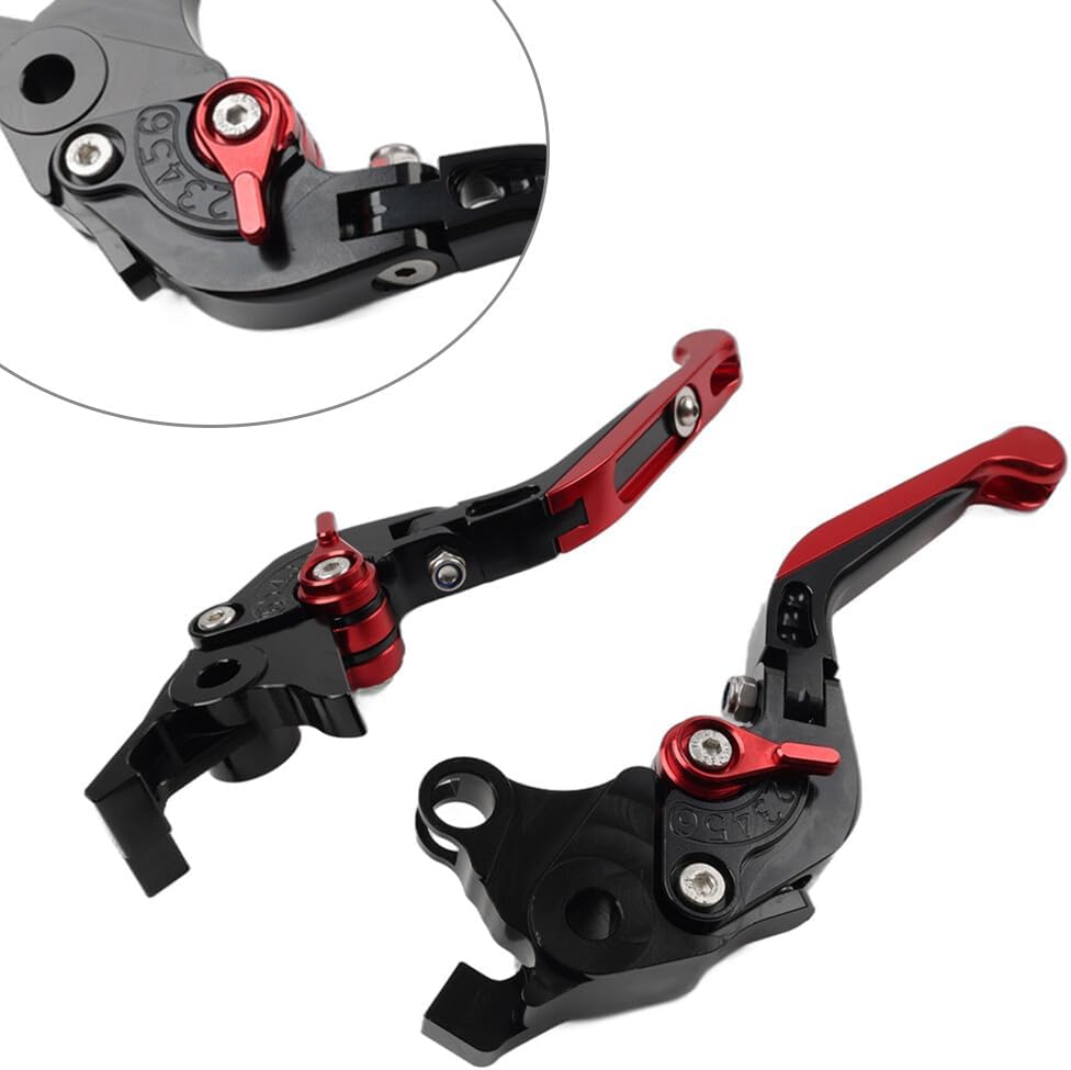 ya 5 8.10 for Suzuki Hayabusa GSXR1300 08-2015 Black/Red CNC Foldable Brake Clutch Levers