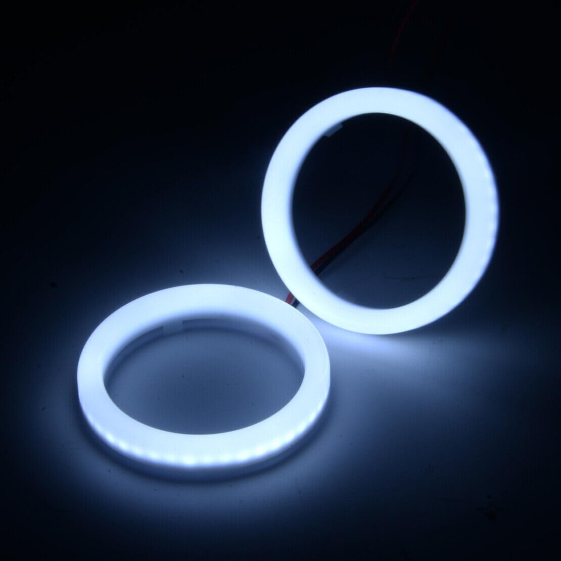 ya 4 8.14 2 Pack 70mm DRL COB LED Angel Eye Halo Fog Light Lamp White @