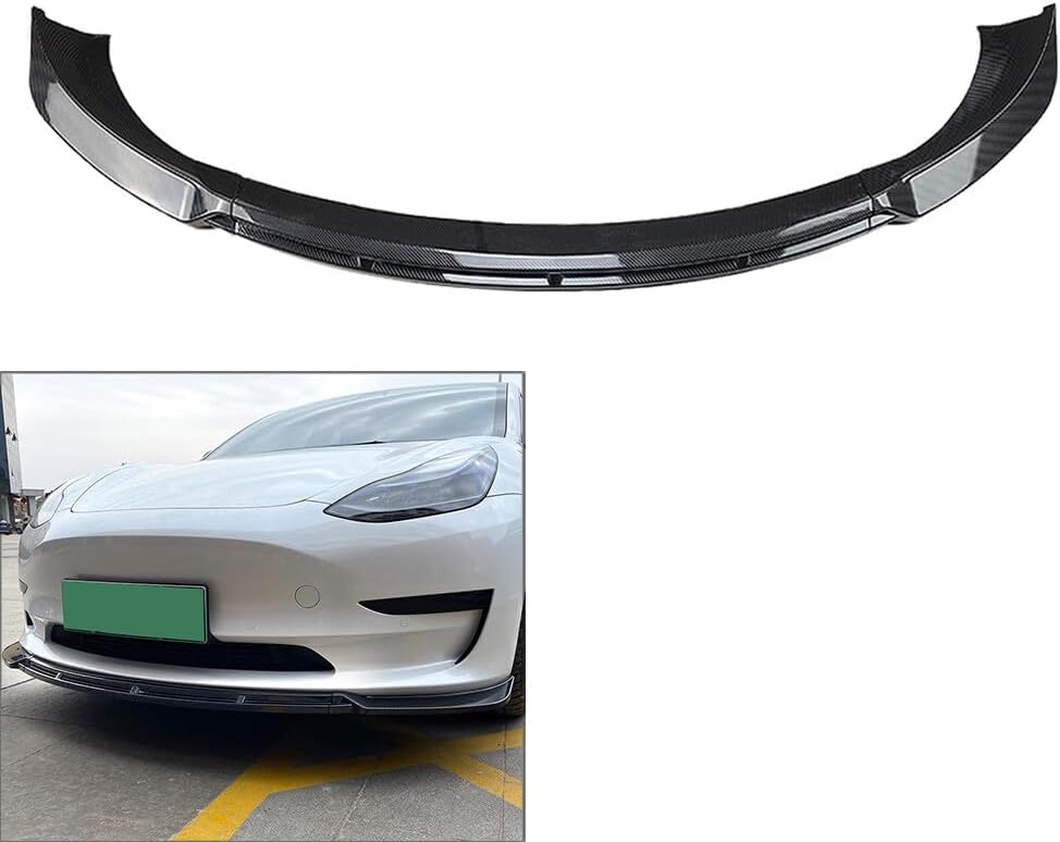 ya 2 8.15 Front Bumper Lip Chin Spoiler Splitter Carbon Fiber Fit for Tesla for Model 3 2017-2021