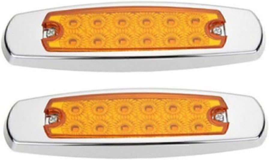 ya 4 8.8 2x 12LED Sealed Side Marker Clearance Light Fish Shape Trailer Lamp Yellow Amber