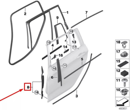 ya 4 8.10 Seal B column for BMW F45 F46 214D 216D 216I 19-22