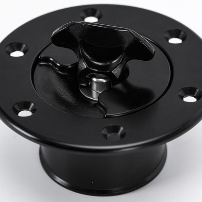 ya 5 8.10 Car Stainless steel Fuel Filler Neck Up Gas Flush Mount Universal W/ 6 Holes BK