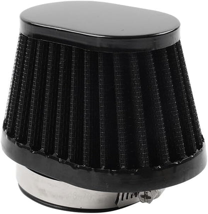 ya 5 8.10 55MM 2.17 Motorcycle Oval Air Intake Filter Cleaner Pod Washable Reusable Black