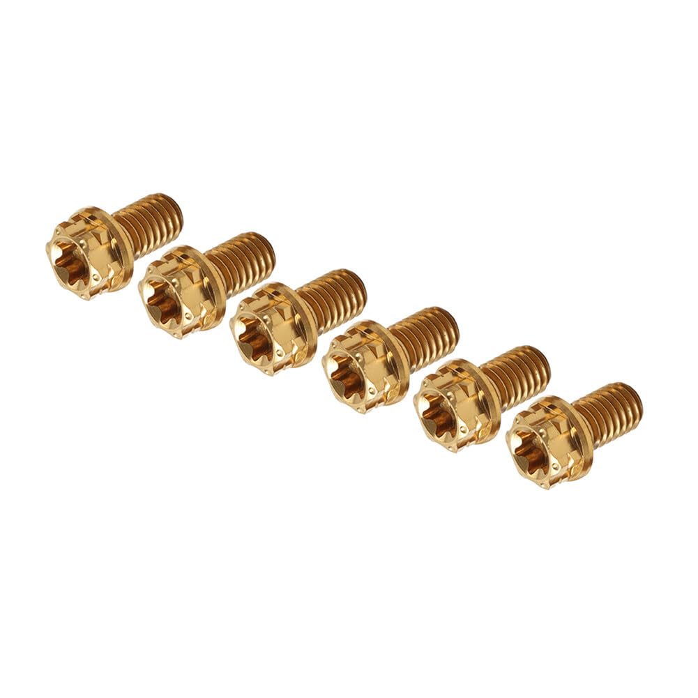 ya 6 8.14 6pcs Titanium Bolts Torx Head Flange Screws M6x30mm for Motorcycle Bicycle Gold