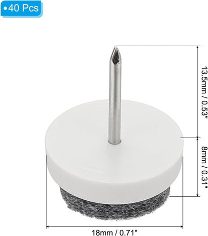 ya 26 10.21 baidi 40 Pcs 0.71 Screw-on Furniture Felt Pad Chair Leg Floor Protectors White
