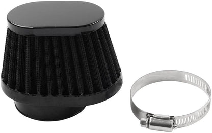 ya 5 8.10 55MM 2.17 Motorcycle Oval Air Intake Filter Cleaner Pod Washable Reusable Black