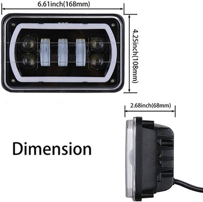 ya 7 8.24 baidi 1 Pack 4x6 LED DRL Light Diffused Beam Light Crystal Clear Sealed Beam Headlight Headlight Truck 