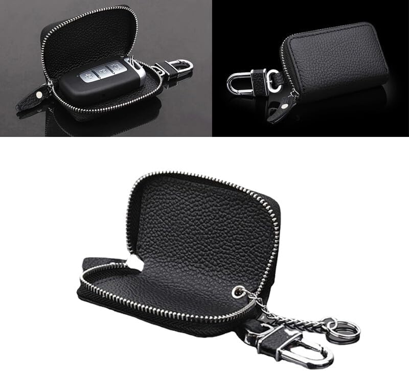 ya 4 8.8.2 1Pc Car Key Holder Cover Key Chain Bag Leather Remote Fob Zipper Case