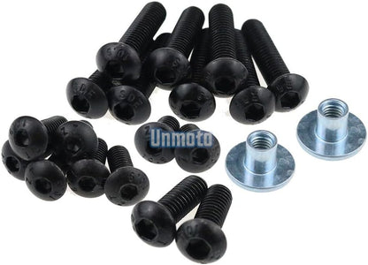 ya 23 10.7 baidi Black Fairing Bolt Kit body screws Clips for Yamaha YZF R1 2009-2010