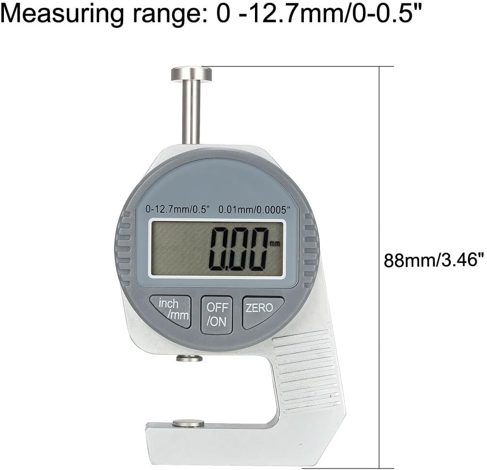 ya 4 8.24 baidi Digital Thickness Gauge 0 -12.7mm x 0.01mm Flat Anvil Round Measuring Tool