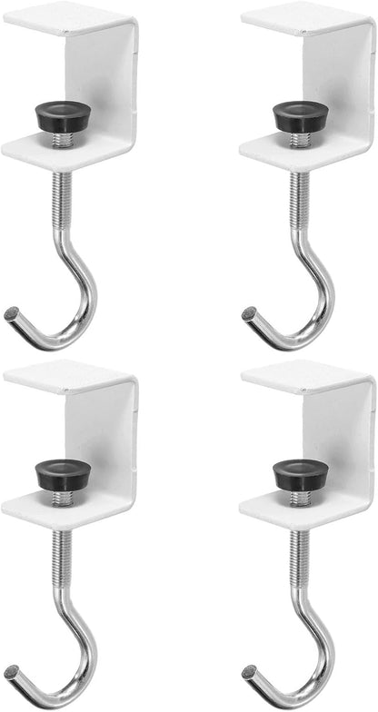 ya 26 10.21 baidi 4Pcs Desk Hook Desk Mount Bag Holder Hook Square J Hooks Desk Clamp White
