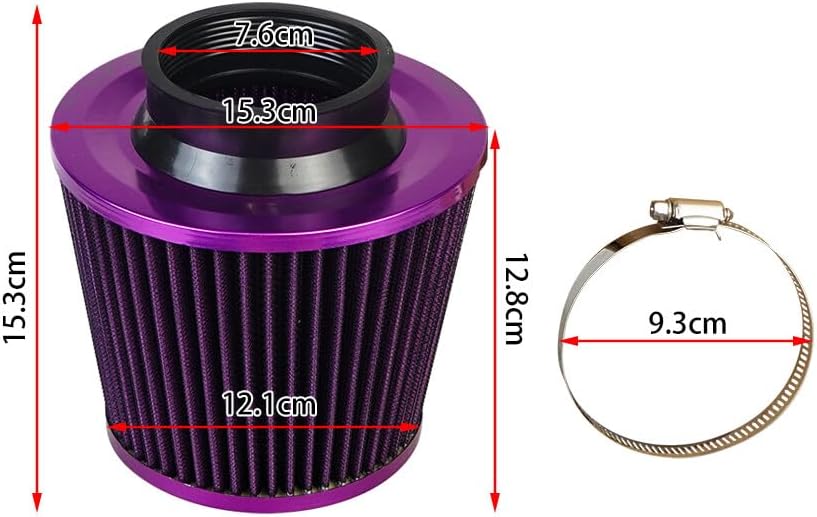 ya 23 10.7 baidi 1Pc 3 76mm Inlet Cold Air Intake Cone Replacement Quality Dry Air Filter Purple