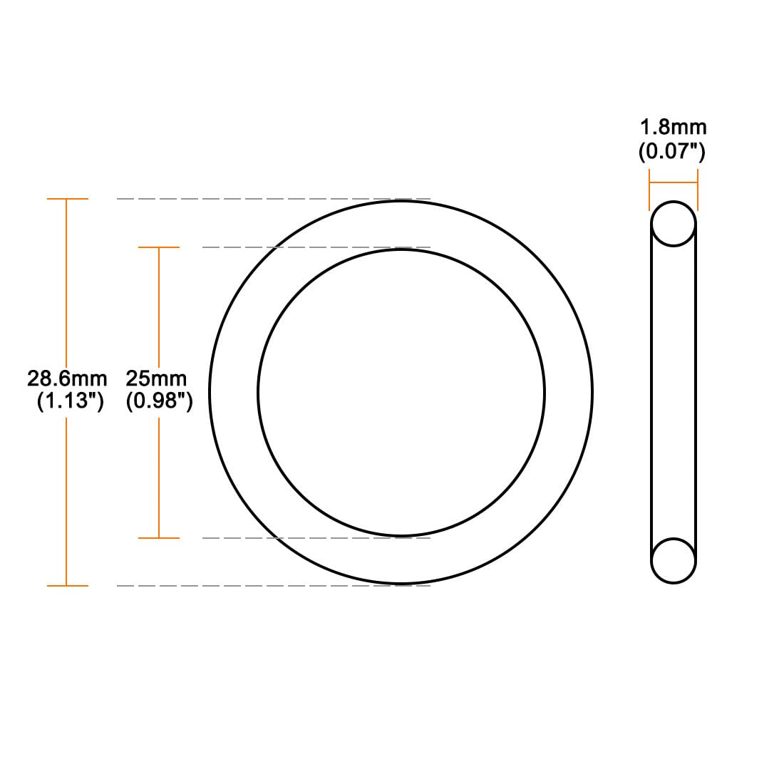 ya 13 9.15 baidi O-Rings Nitrile Rubber 25mm x 28.6mm x 1.8mm Seal Rings Sealing Gasket 10pcs