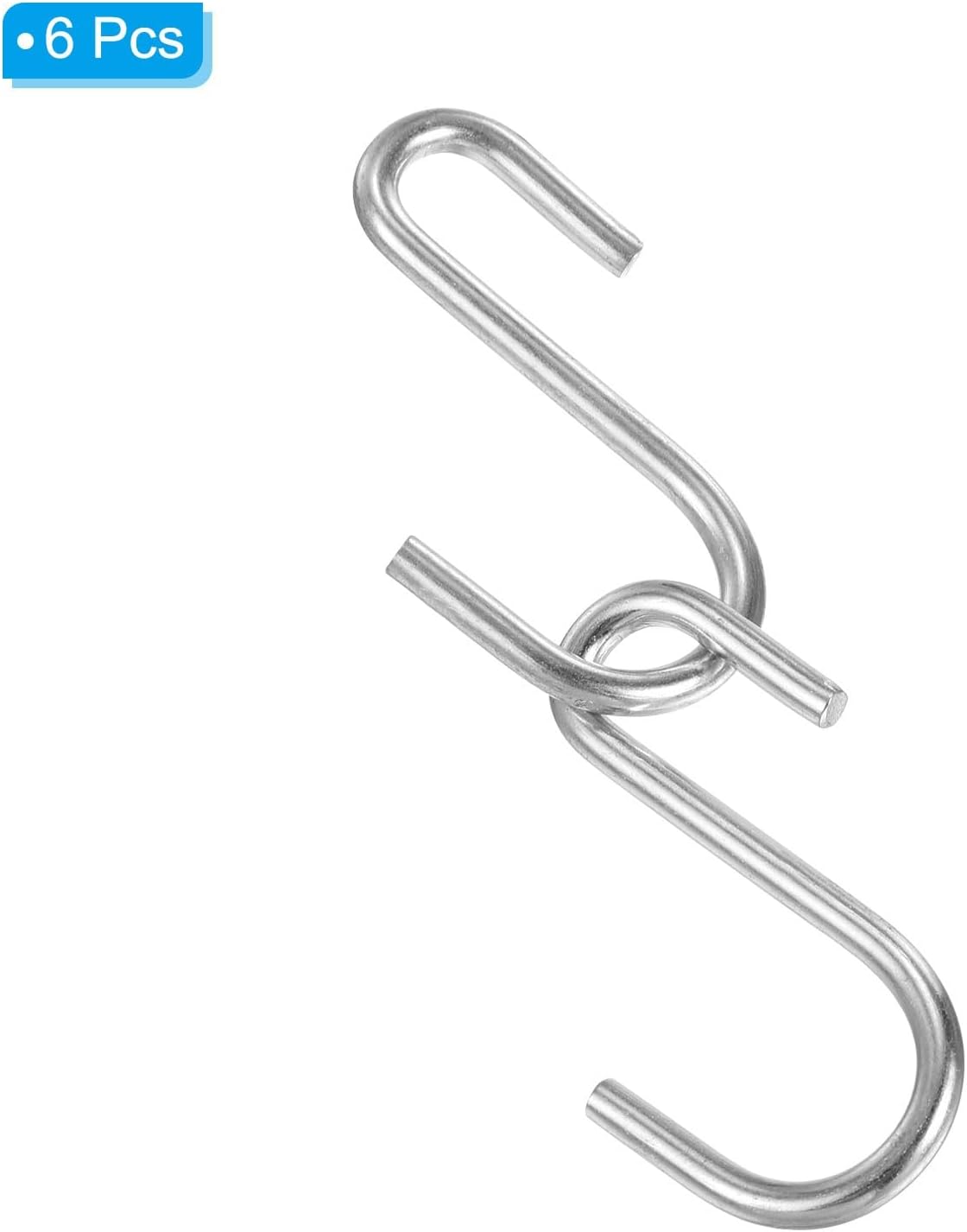 ya 26 10.21 baidi 1.6 S Shaped Hooks, 6 Pack Multipurpose S Hanging Hooks, Silver Tone