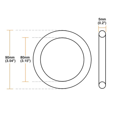 ya 13 9.15 baidi O-Rings Nitrile Rubber 80mm x 90mm x 5mm Seal Rings Sealing Gasket 10pcs