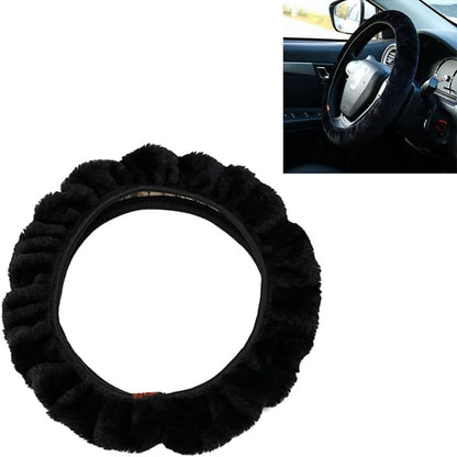 ya 4 8.14 Plush Stretch-on Vehicle Steering Wheel Cover Classic Comfy Black Car Wheel