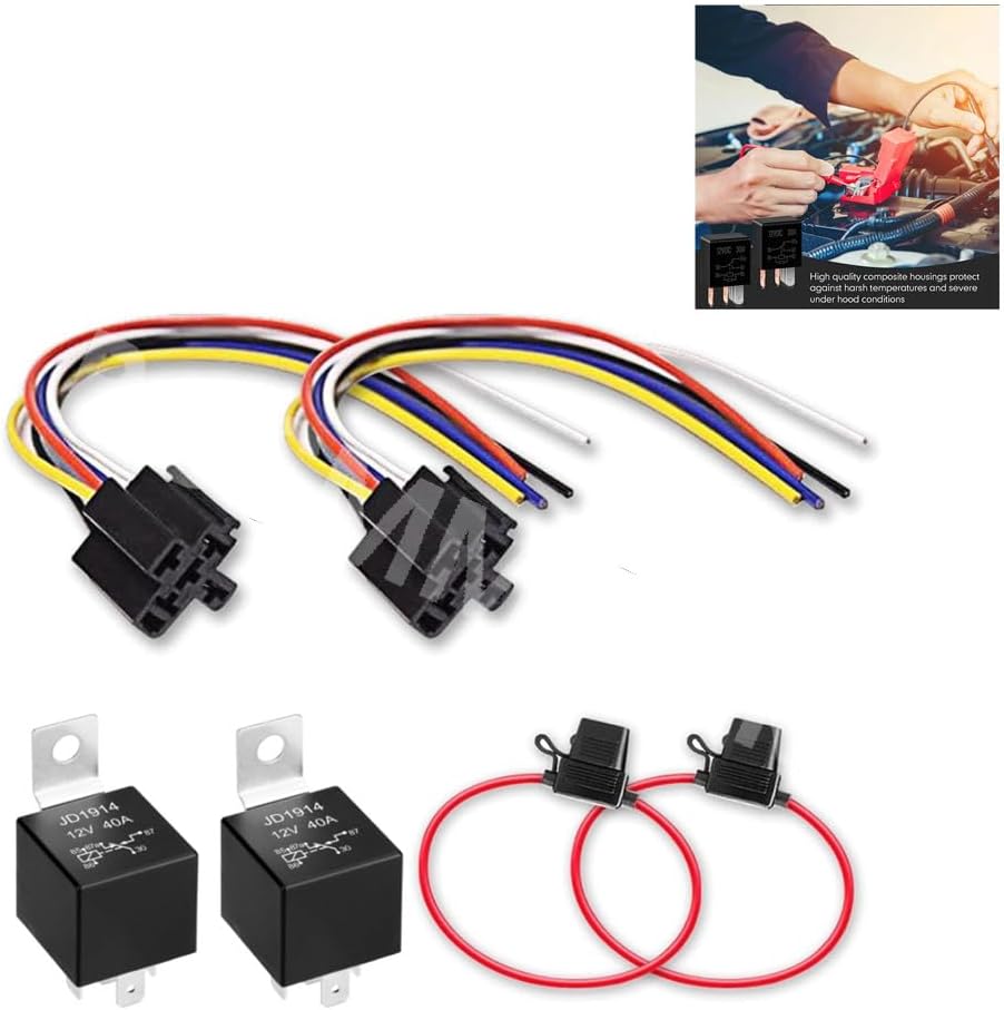 ya 5 8.10 30/40A 12V 5-Pin Spdt Relay W/Relay Socket Fuse Holder Waterproof Accessories