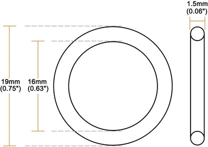 ya 5 8.24 baidi O-Rings Nitrile Rubber 16mm x 19mm x 1.5mm Seal Rings Sealing Gasket 50pcs