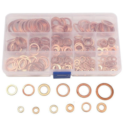 ya 12 10.8 baidi 12 Sizes 280x Solid Copper Crush Washers Seal Flat Ring Set for Car/Marine/Plant