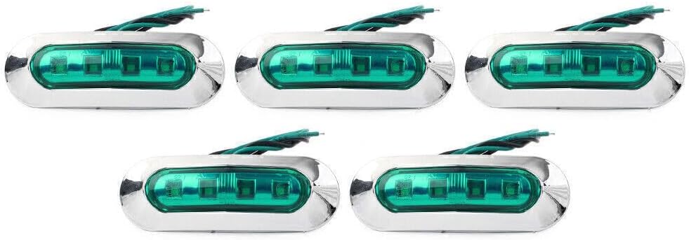ya 4 8.8 5pcs 12V-24V Green LED Side Clearance Marker Light For Car Truck Trailer Pickup